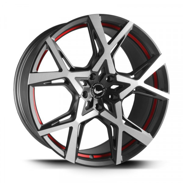 Диск литой BARRACUDA PROJECT X Black brushed Surface undercut Trimline red Felge 10x22 - 22 Zoll 5x108 Lochkreis
