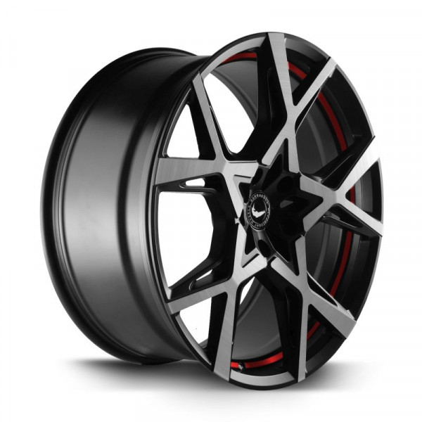 Диск литой BARRACUDA PROJECT X Black brushed Surface undercut Trimline red Felge 10x22 - 22 Zoll 5x108 Lochkreis