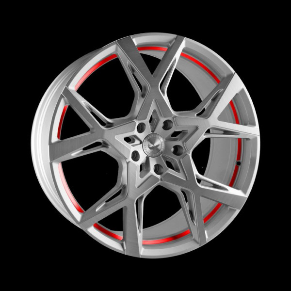 Диск литой BARRACUDA PROJECT X Silver-brushed-Surface undercut Trimline red Felge 10x22 - 22 Zoll 5x108 Lochkreis