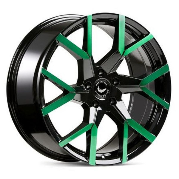 Диск литой BARRACUDA TZUNAMEE EVO Black gloss flashgreen Felge 8,5x19 - 19 Zoll 5x108 Lochkreis