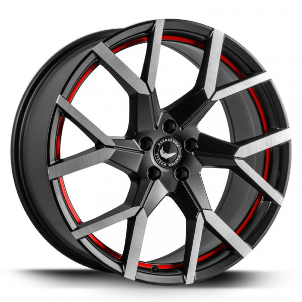Диск литой BARRACUDA TZUNAMEE EVO Dark Gunmetal brushed undercut Trimline red Felge 8,5x19 - 19 Zoll 5x108 Lochkreis