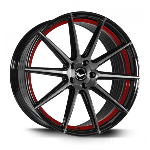Диск литой BARRACUDA PROJECT 2.0 Higloss-Black brushed Surface/undercut Colour trim rot Felge 10,5x21 - 21 Zoll 5x112 Lochkreis
