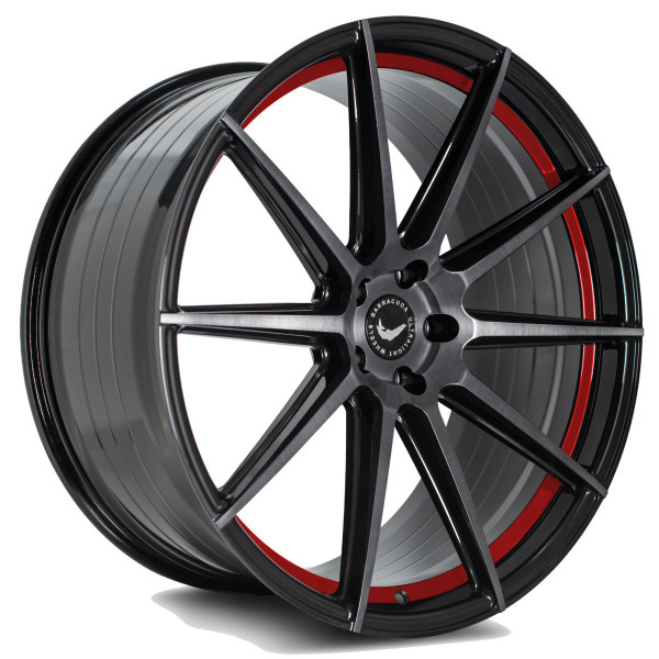 Диск литой BARRACUDA PROJECT 2.0 Higloss-Black brushed Surface/undercut Colour trim rot Felge 9x21 - 21 Zoll 5x112 Lochkreis