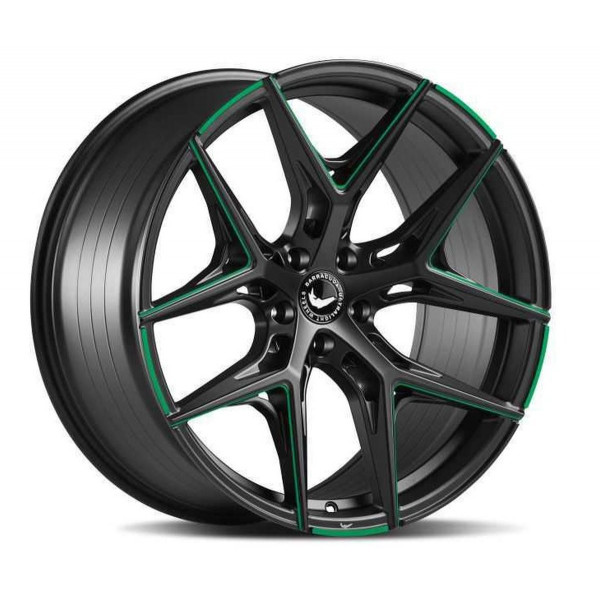 Диск литой BARRACUDA RAZZER Mattblack GREEN  Puresports gefräst Felge 10,5x21 - 21 Zoll 5x112 Lochkreis