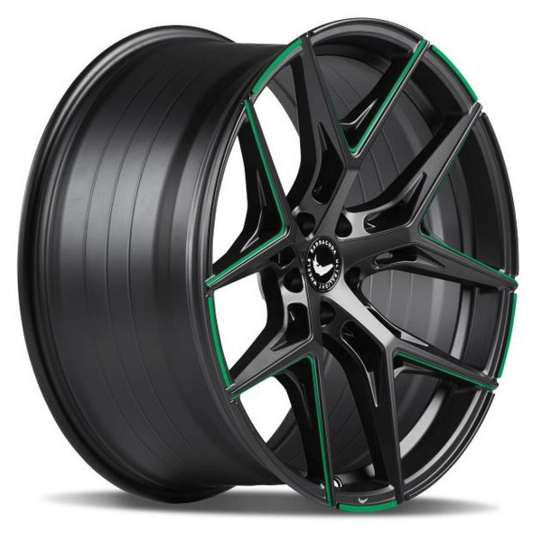 Диск литой BARRACUDA RAZZER Mattblack GREEN  Puresports gefräst Felge 10,5x21 - 21 Zoll 5x114,3 Lochkreis
