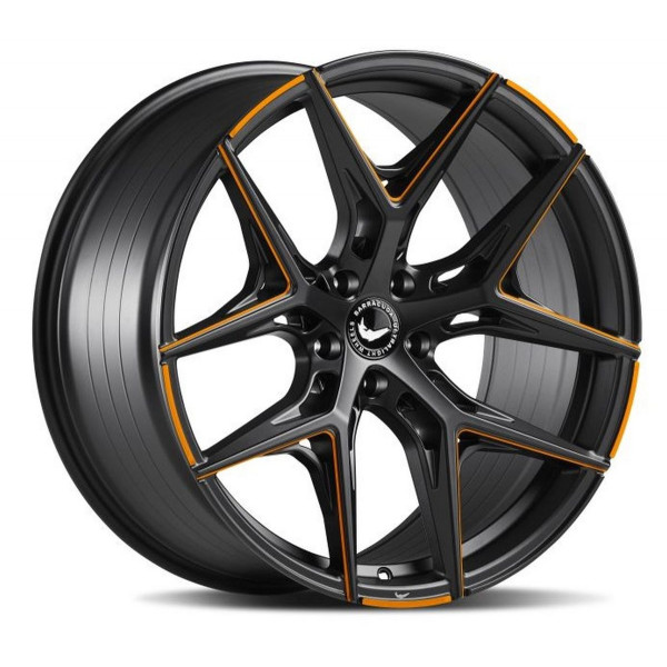 Диск литой BARRACUDA RAZZER Mattblack ORANGE  Puresports gefräst Felge 10,5x21 - 21 Zoll 5x112 Lochkreis