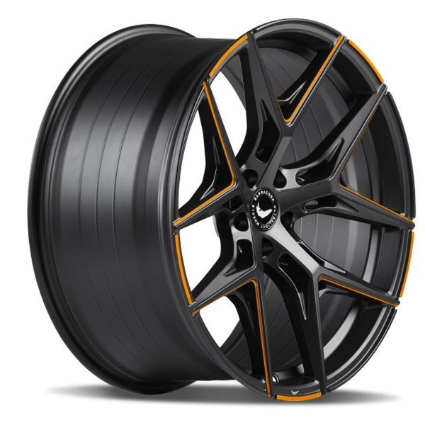 Диск литой BARRACUDA RAZZER Mattblack ORANGE  Puresports gefräst Felge 10x20 - 20 Zoll 5x112 Lochkreis
