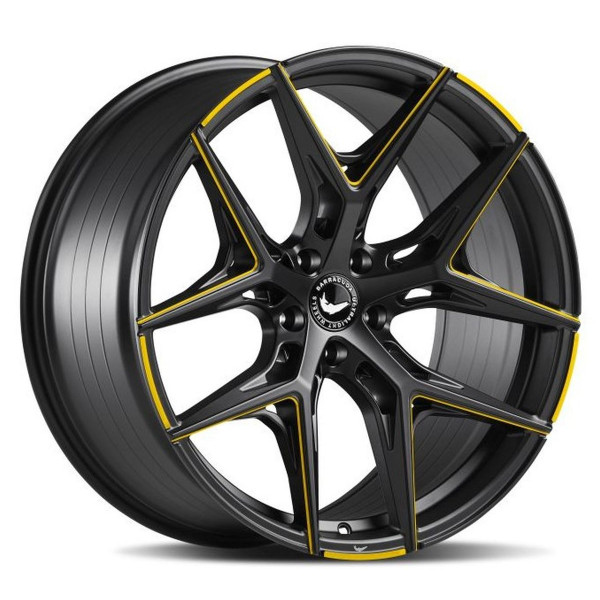 Диск литой BARRACUDA RAZZER Mattblack YELLOWGOLD  Puresports gefräst Felge 10,5x21 - 21 Zoll 5x112 Lochkreis