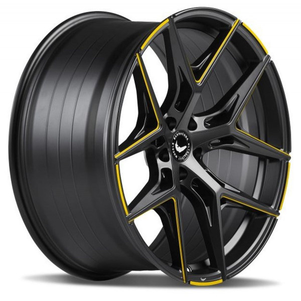 Диск литой BARRACUDA RAZZER Mattblack YELLOWGOLD  Puresports gefräst Felge 10x20 - 20 Zoll 5x112 Lochkreis