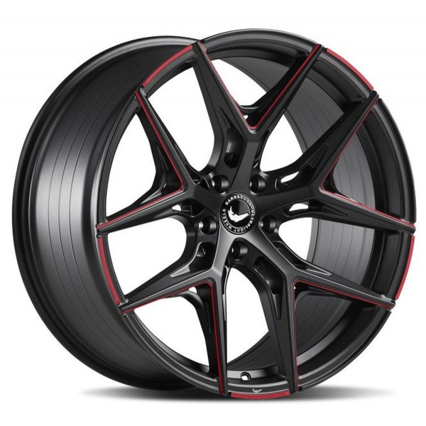 Диск литой BARRACUDA RAZZER Mattblack RED  Puresports gefräst Felge 10,5x21 - 21 Zoll 5x112 Lochkreis