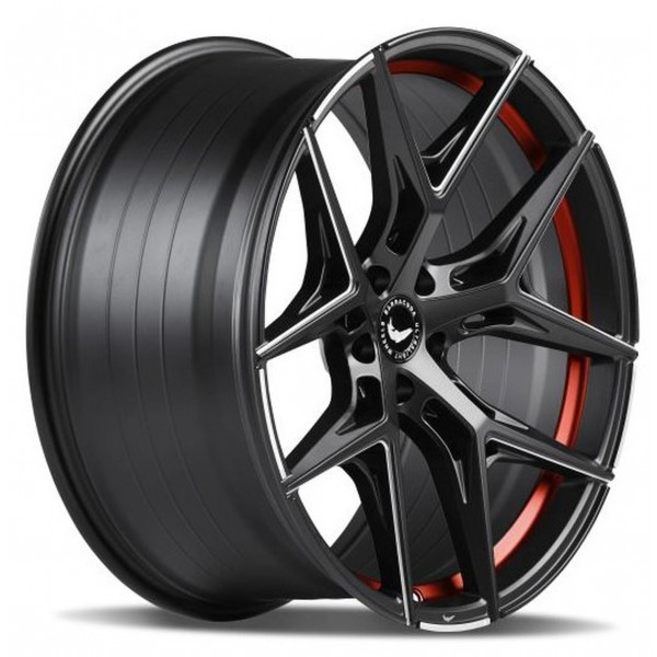 Диск литой BARRACUDA RAZZER Mattblack undercut Trimline rot  Puresports gefräst Felge 10,5x21 - 21 Zoll 5x112 Lochkreis