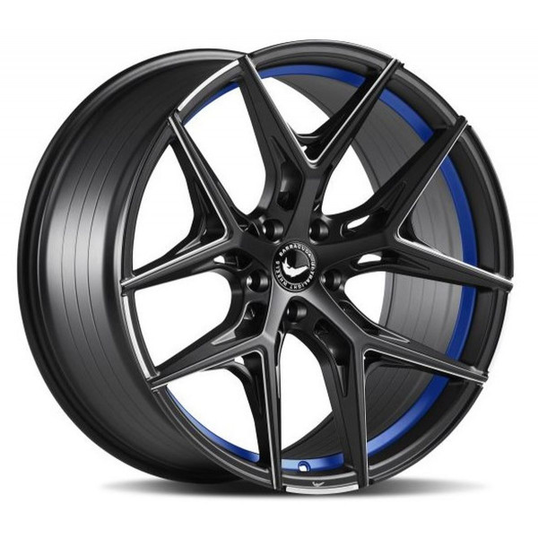 Диск литой BARRACUDA RAZZER Mattblack  undercut Trimline blau  Puresports gefräst Felge 10,5x21 - 21 Zoll 5x112 Lochkreis