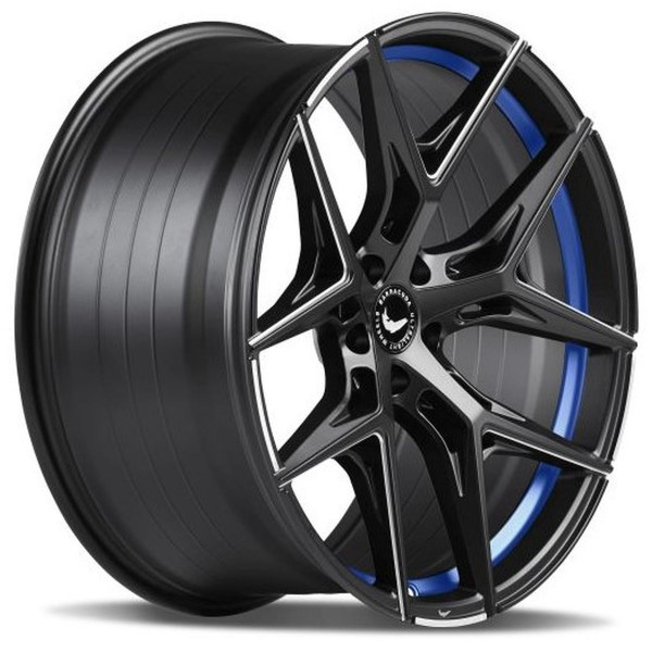 Диск литой BARRACUDA RAZZER Mattblack  undercut Trimline blau  Puresports gefräst Felge 8,5x20 - 20 Zoll 5x112 Lochkreis