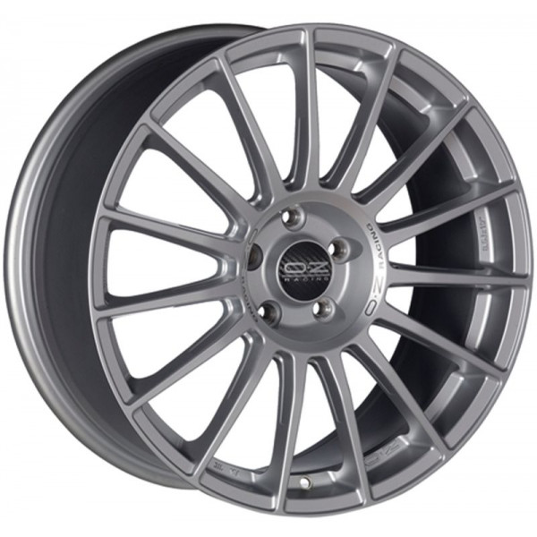 Диск литой OZ SUPERTURISMO LM matt RACE silber + schwarz Schriftzug Felge 7.5x18 - 18 Zoll 5x100 Lochkreis
