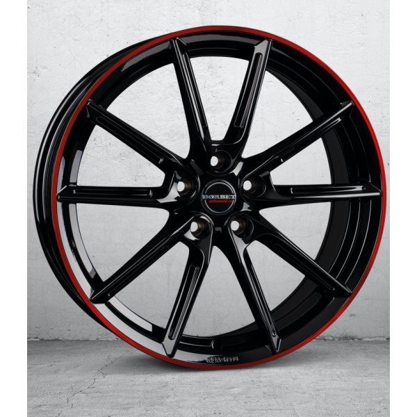 Диск литой Borbet LX18 black glossy rim red Felge 8x18 Zoll 5x108 Lochkreis