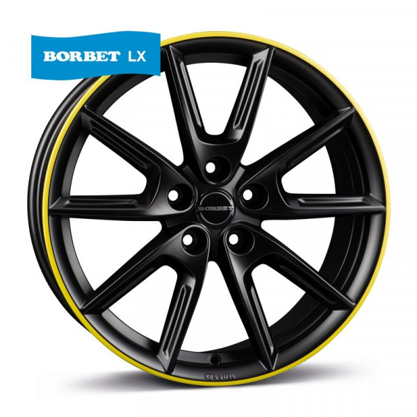 Диск литой Borbet LX19 black matt rim yellow Felge 8x19 Zoll 5x112 Lochkreis