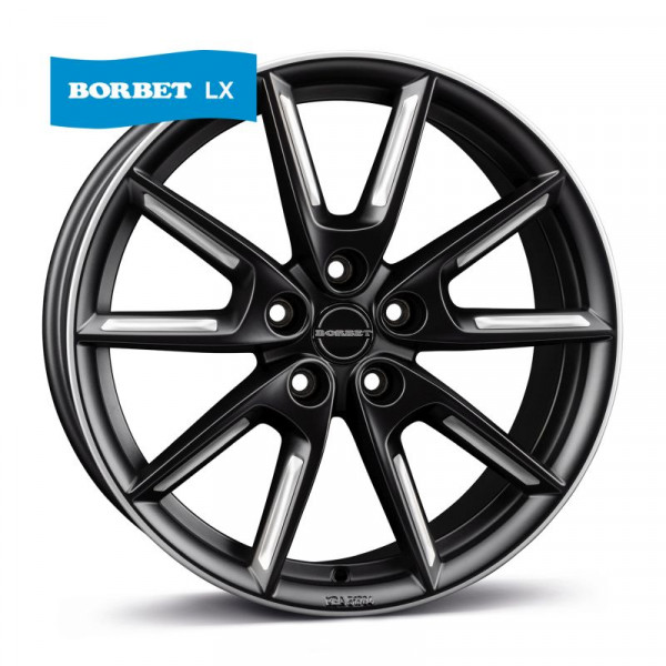 Диск литой Borbet LX19 black matt silver spoke rim Felge 8x19 Zoll 5x108 Lochkreis
