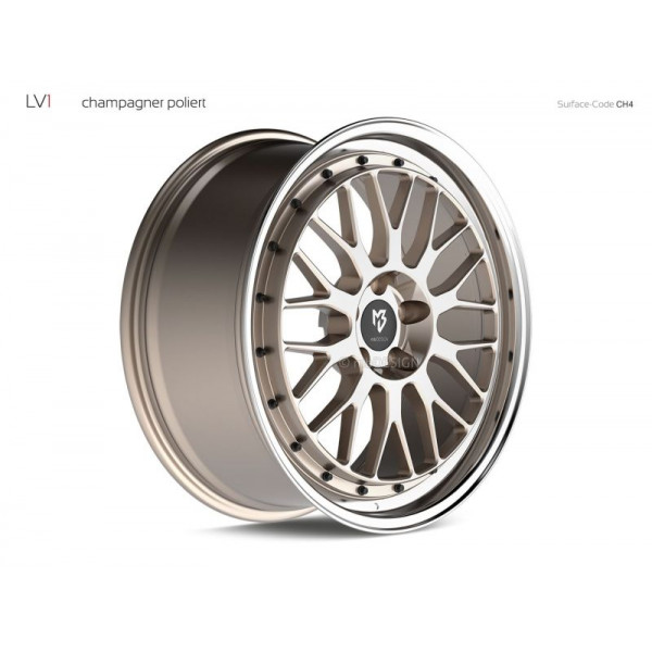 Диск литой MB Design LV1 champagner glänzend lackiert, Außenbett poliert Felge 8,5x19 - 19 Zoll 5x112 Lochkreis